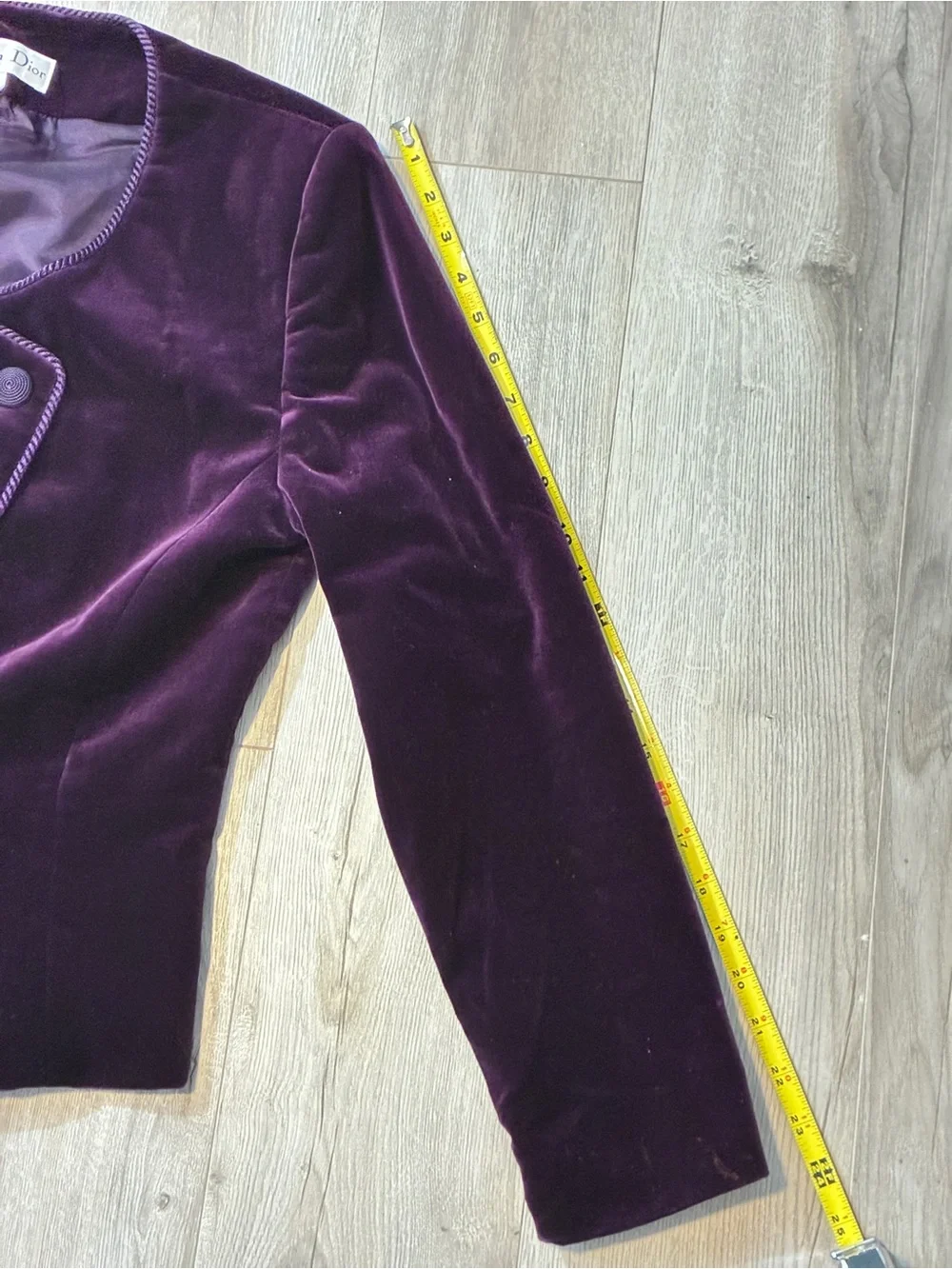 Christian Dior Plum Velvet Jacket Size 10 Asymmetrical Button Vintage